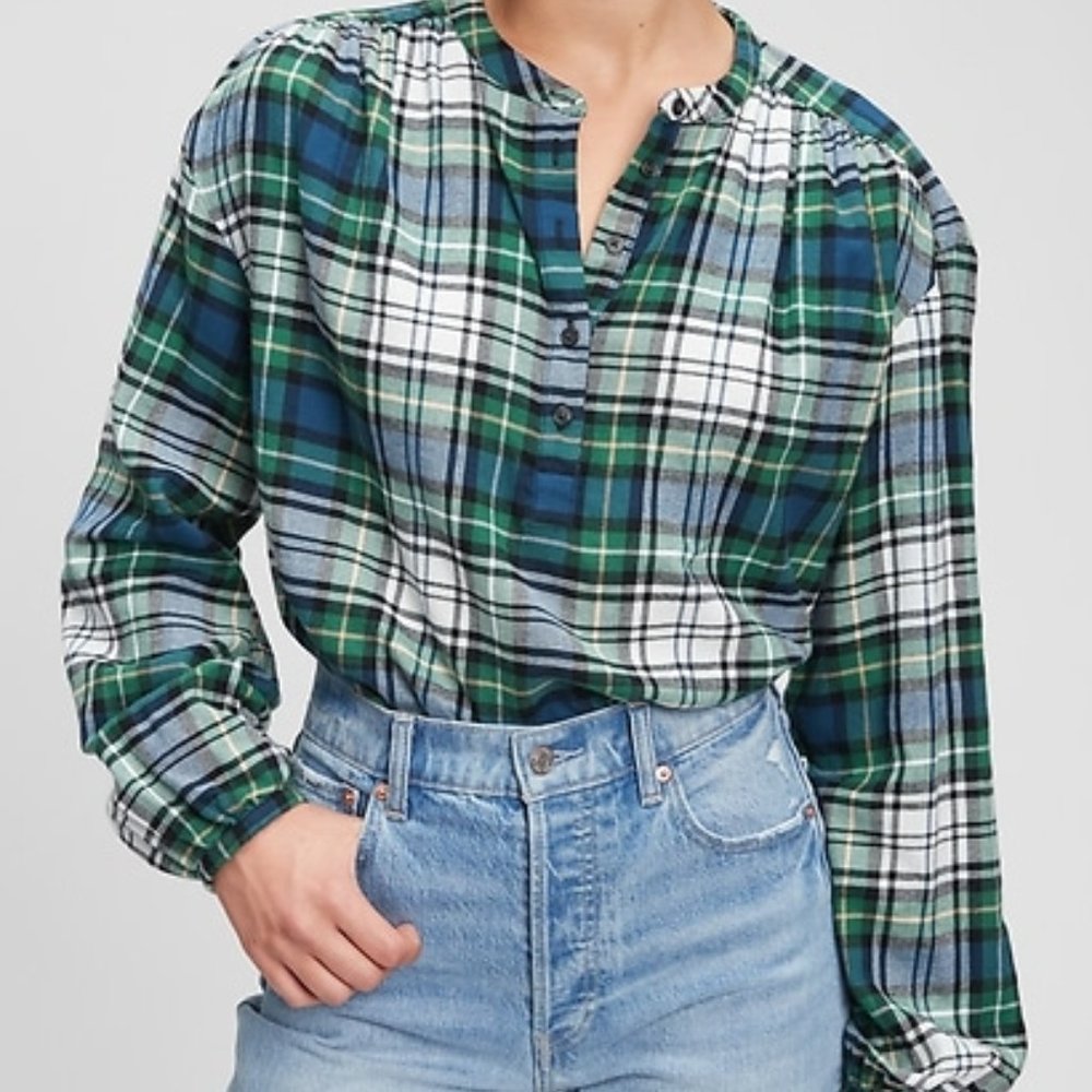 GAP Henley Top Brushed Cotton Casual Button Shirt